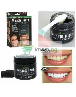 Кокосов въглен за избелване на зъби Miracle Teeth, Natural, 20 грама